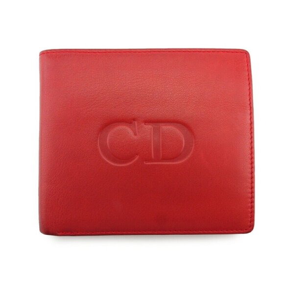 DIOR Bi -fold Wallet CD Mark Leather Authentic USED - Picture 2 of 9